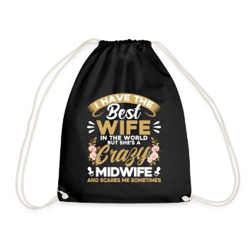 Midwife Obstetrician LD Work Gift - Drawstring Bag - black - Front