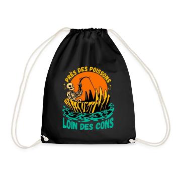 Près des Poissons Loin des Cons cadeau pêcheur - Sac de sport léger - noir - Devant