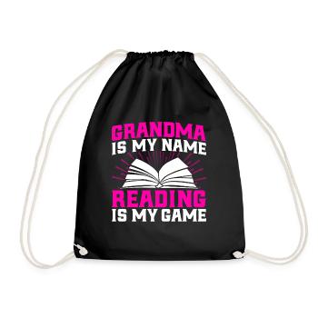Grand-mère est mon nom Lire est mon jeu Lire un livre - Sac de sport léger - noir - Devant