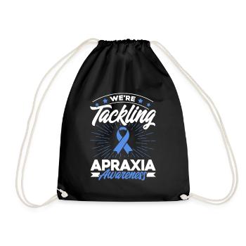 Blue Ribbon Apraxia Support Apraxia Overl - Drawstring Bag - black - Front