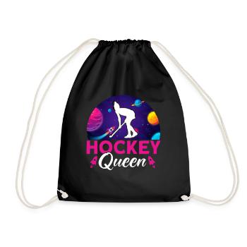 Hockey Queen Field Hockey Gift - Drawstring Bag - black - Front