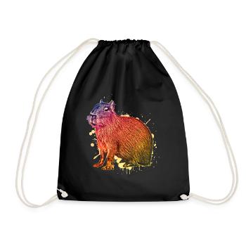 Capybara Capybara Multicolored - Drawstring Bag - black - Front