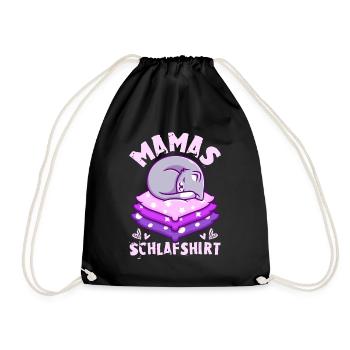Mamas Schlafshirt, schlafende Katze, lila - Turnbeutel - Schwarz - Vorne