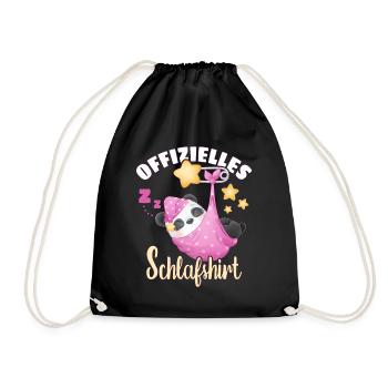 Offizielles Schlafshirt, schlafender Panda - Turnbeutel - Schwarz - Vorne