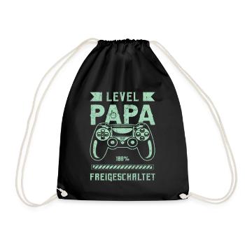 Für Papa zur Geburt, Level Papa, Game Controller - Turnbeutel - Schwarz - Vorne