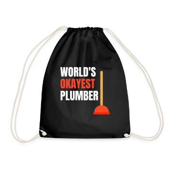 Funny Plumber Outfit Plunger Worlds Best Okayest - Drawstring Bag - black - Front