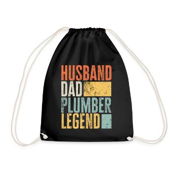 Legendary Husband Plumber Dad Father Best Retro - Drawstring Bag - black - Front