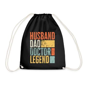 Doctor Husband Dad Legendary Father Best Retro - Drawstring Bag - black - Front