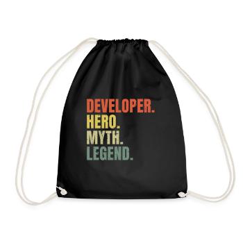 Funny Developer Hero Myth Legend Best Job - Drawstring Bag - black - Front