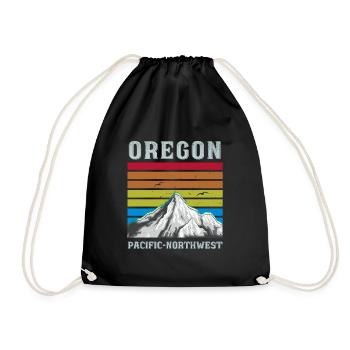 Oregon Portland Mountains Hiking Vintage Pacific - Drawstring Bag - black - Front