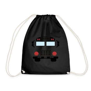 School Bus Costume Funny Yellow School Bus Driver - Drawstring Bag - black - Front