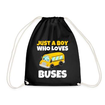 Nur ein Junge, der Busse liebt Geburtstagsgelbe Schule - Turnbeutel - Schwarz - Vorne