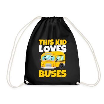Dieses Kind liebt Busse Geburtstag gelber Schulbus - Turnbeutel - Schwarz - Vorne
