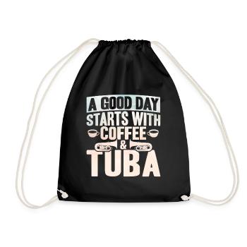 Tuba Kaffee und Tuba Geschenk - Turnbeutel - Schwarz - Vorne