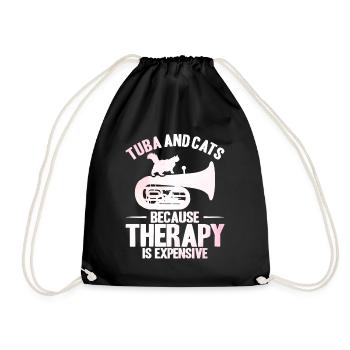 Tuba Tuba und Katzen Geschenk - Turnbeutel - Schwarz - Vorne