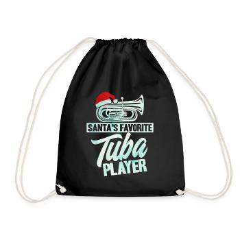 Tuba The Favorite Tuba Player Santa Claus Gesc - Drawstring Bag - black - Front