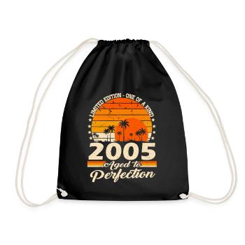 Vintage 2005 Vintage Retro Birthday - Drawstring Bag - black - Front