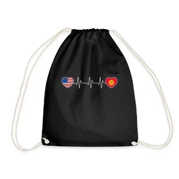 Kyrgyzstan - Drawstring Bag - black - Front