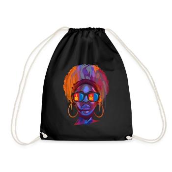 Mongolia - Drawstring Bag - black - Front