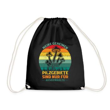 Pilzsammler für Pilze Pilzsuche Pilzjagd Mykologe - Turnbeutel - Schwarz - Vorne