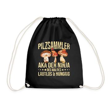 Pilzsucher Pilze sammeln Pilzjäger Mykologe - Turnbeutel - Schwarz - Vorne