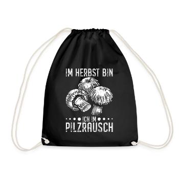 Pilzsucher Mykologe Pilze sammeln Pilzsammler - Turnbeutel - Schwarz - Vorne