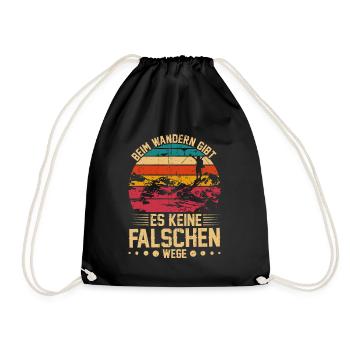 Wanderausflug Wanderer Wanderrucksack Bergsteiger - Turnbeutel - Schwarz - Vorne