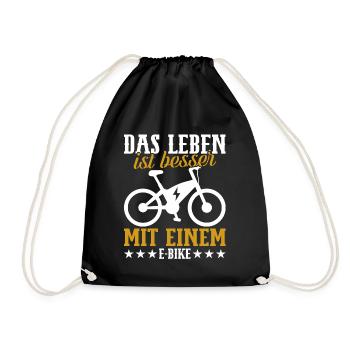 E-Bike Radsport Radfahrer Elektrofahrrad - Turnbeutel - Schwarz - Vorne