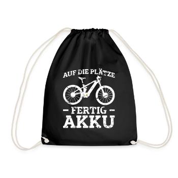 E-Bike Elektrofahrrad Fahrradfahrer Radfahrer - Turnbeutel - Schwarz - Vorne