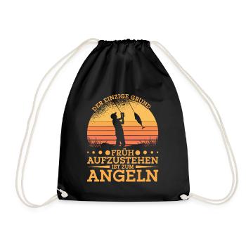 Angler Angelköder Angelhaken Fischen Angeln - Turnbeutel - Schwarz - Vorne