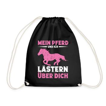 Pferdebesitzer Reiten Reiterhof Pferdeliebhaber - Turnbeutel - Schwarz - Vorne