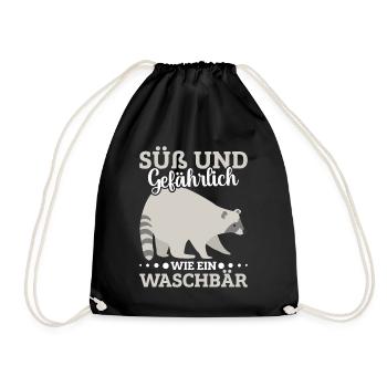 Waschbärliebhaber Waschbär Spruch Waschbären - Turnbeutel - Schwarz - Vorne