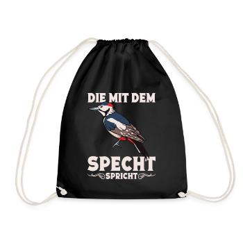 Spechtliebhaber Ornithologe Vogelfreund Buntspecht - Turnbeutel - Schwarz - Vorne