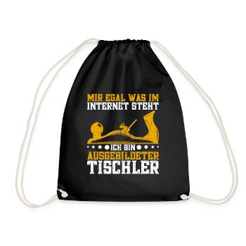 Tischler Handwerker Schreinermeister Tischlerei - Turnbeutel - Schwarz - Vorne