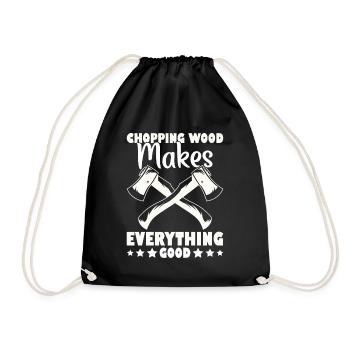Arborist Tools Lumberjack Equipment Wooden Barrels - Drawstring Bag - black - Front