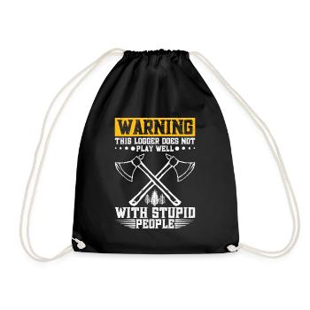 Lumberjack Braces Arborist Wood Chopping Wood - Drawstring Bag - black - Front