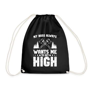 Arborist Rope Chainsaw Wood Chopping Lumberjack - Drawstring Bag - black - Front