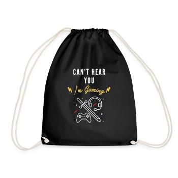 Can't Hear You I'm Gaming - Drawstring Bag - black - Front
