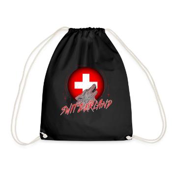 Switzerland - Drawstring Bag - black - Front