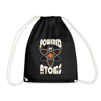 Powered by Atoms Funny Sayings Physics Gift - Drawstring Bag - black - Front