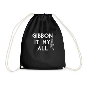 Gibbon singe dicton drôle - Sac de sport léger - noir - Devant