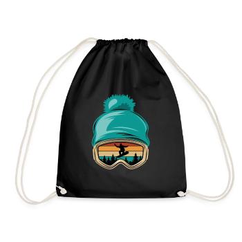 Snowboard, Halfpipe, Wintersport, Skibrille - Turnbeutel - Schwarz - Vorne