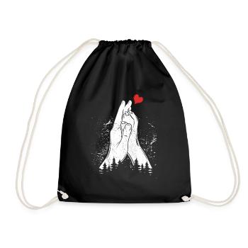 Heart + Hand + Dog Paw - High Five - Dog Fan - Drawstring Bag - black - Front