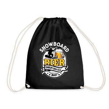 Snowboard & Bier - darum bin ich hier - Turnbeutel - Schwarz - Vorne
