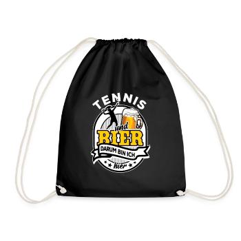Tennis & Bier - darum bin ich hier - Turnbeutel - Schwarz - Vorne