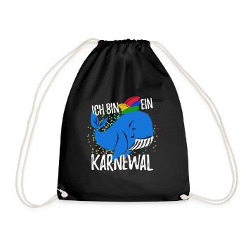 Ich bin ein Karnewal - Fasching + Konfetti Spruch - Turnbeutel - Schwarz - Vorne