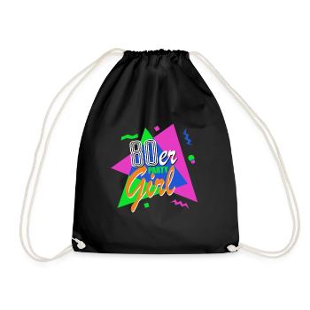 80s Party Girl - 80s - Colorful + Crazy - Drawstring Bag - black - Front