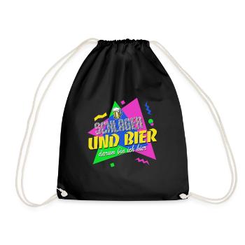 Schlager und Bier darum bin ich hier - 80er Jahre - Turnbeutel - Schwarz - Vorne