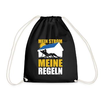 Mein Strom meine Regeln Photovoltaik Solarenergie - Turnbeutel - Schwarz - Vorne