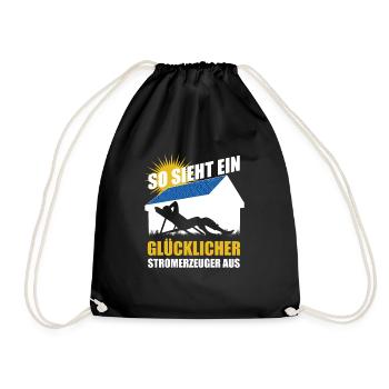 So sieht ein glücklicher Stromerzeuger aus - Solar - Turnbeutel - Schwarz - Vorne